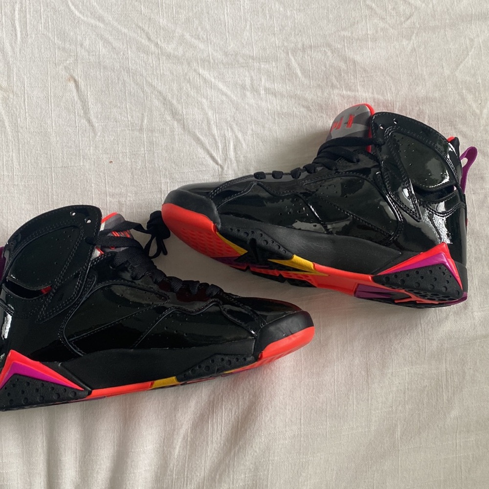 AIR JORDAN 7 RETRO BLACK PATENT LEATHER - Picture 9 of 11